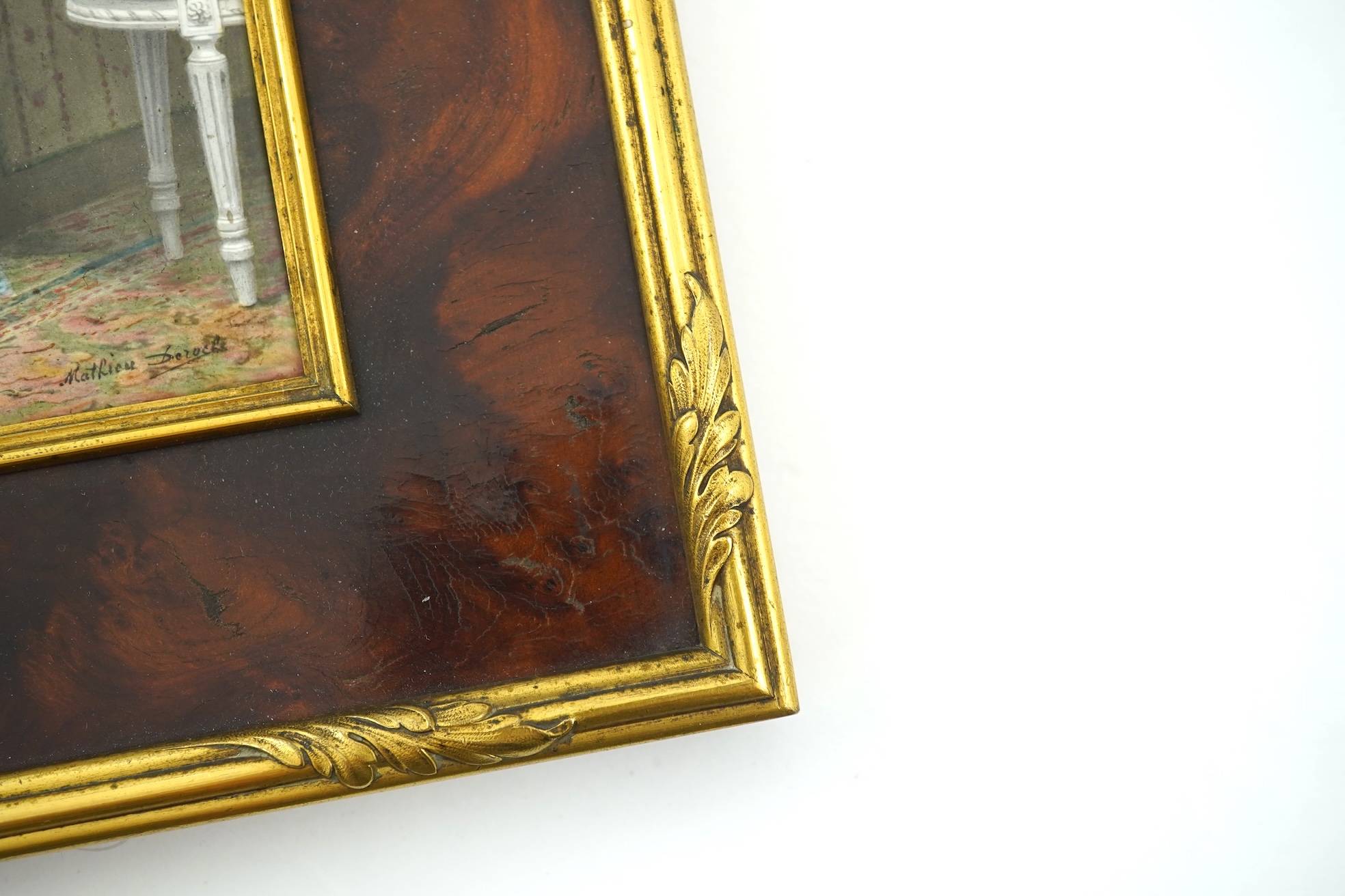 Mathieu Deroche (French fl.1866-1904), 'Full length portrait of a lady in an interior'